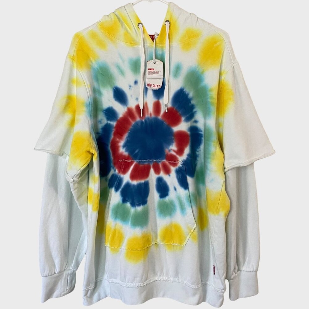 The laundry Room Tie-Dye Surfer Hoodie Sweatshirt Men's XL White Long-Sleeve New